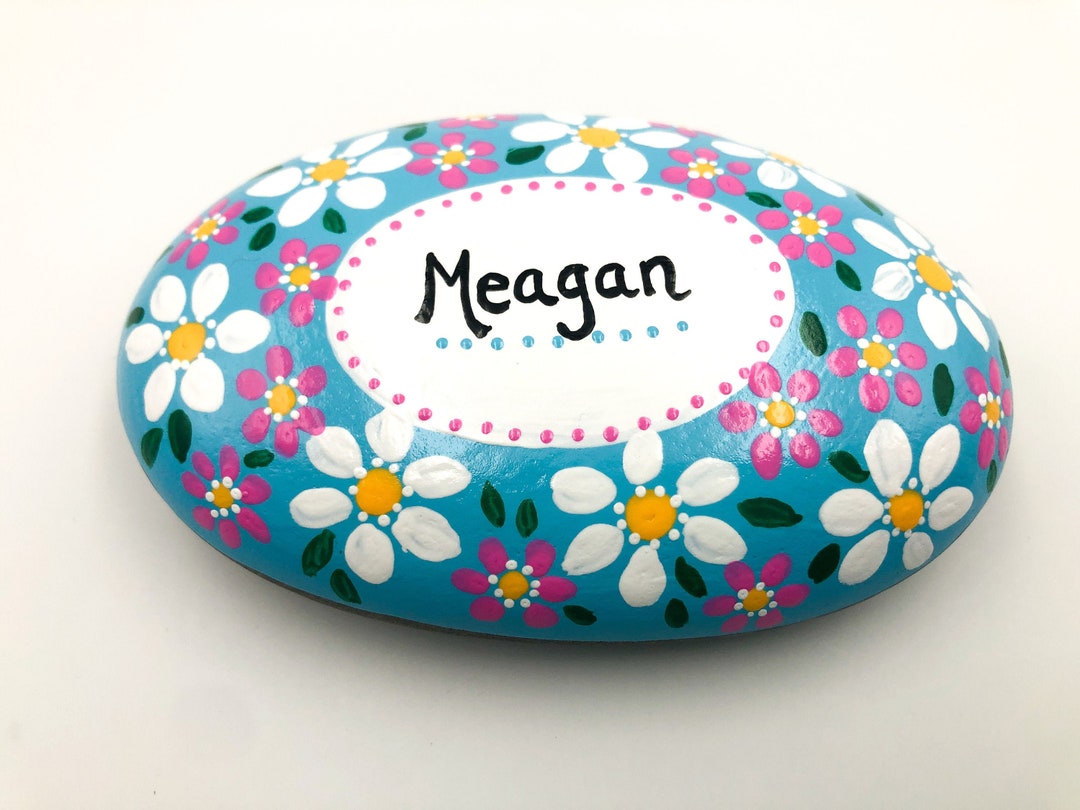 Personalized Painted Rock: Floral Memorial Garden Stone - Etsy