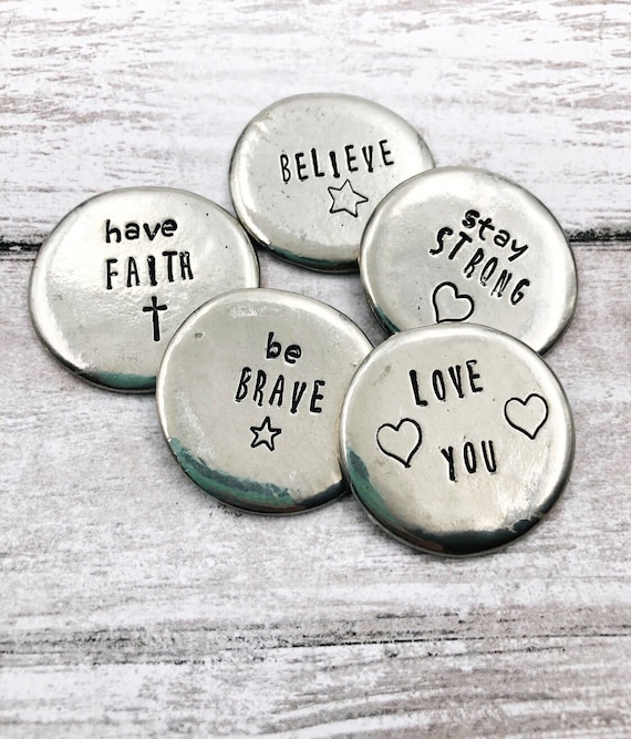 Set of 5 CUSTOM Pocket Coins Hand Stamped Pewter Etsy