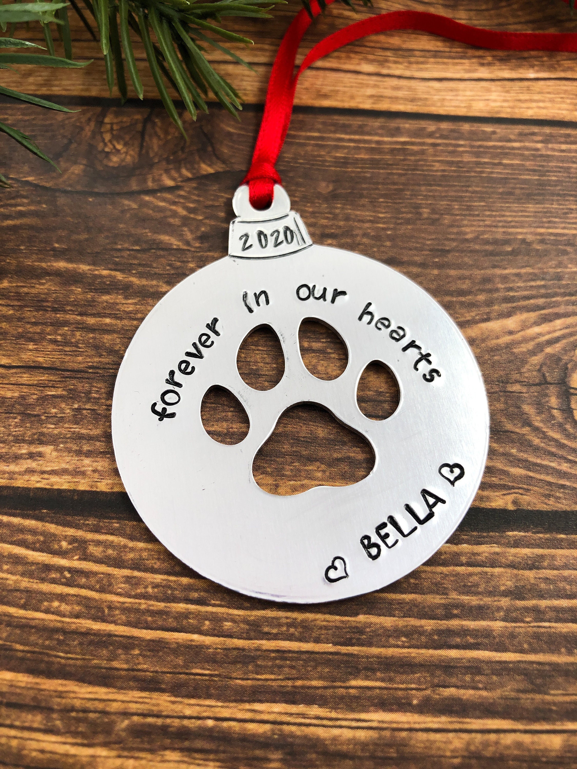 Custom Pet Memorial Ornament: Hand Stamped Paw Print, Aluminum ...