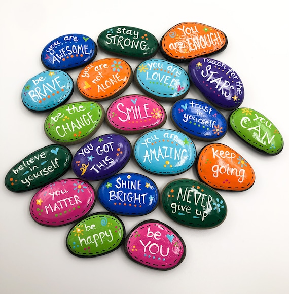 Positivity Pebbles Set of 20, Encouragement Stones, Gift for