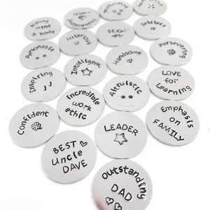 Pocket Coins with Custom Words of Encouragement, Set of 10 Custom Affirmation Tokens, Hand Stamped Pocket Coin, Recovery Gift, Support Group image 6