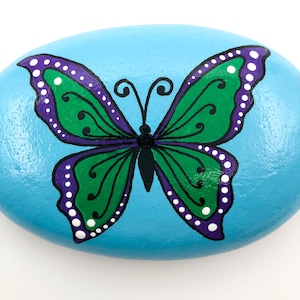 Personalized Butterfly Painted Rock: Memorial Garden Stone
