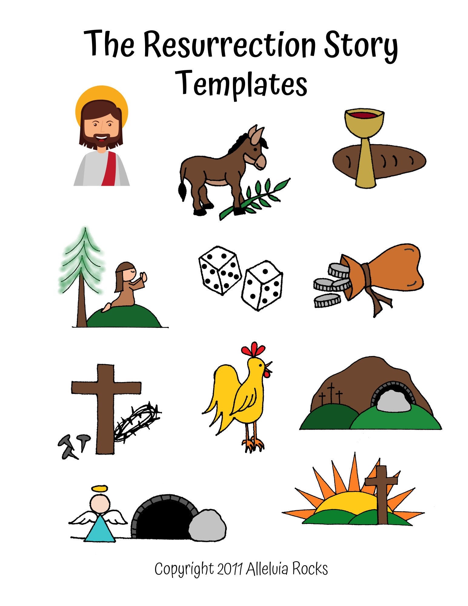Resurrection Story Templates and Coloring Book, Easter Passion Story Stone Images, Jesus Story, Easter Story Activity, Bible Story of Jesus