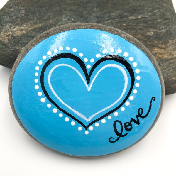 Valentine's Day Love Painted Rock, Heart and Love Painted Stone, Wedding or Anniversary Gift, Affirmation Stone, stocking stuffer