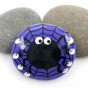 Halloween Painted Rock, Spider Painting, Spider Web, Hand Painted Rock image 6