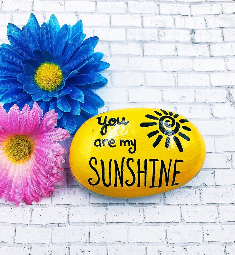 You Are My Sunshine, Encouragement Rock, Affirmation Stone, Hand Painted Rock, Christmas gift, Teacher gift, stocking stuffer, Painted Rocks image 4