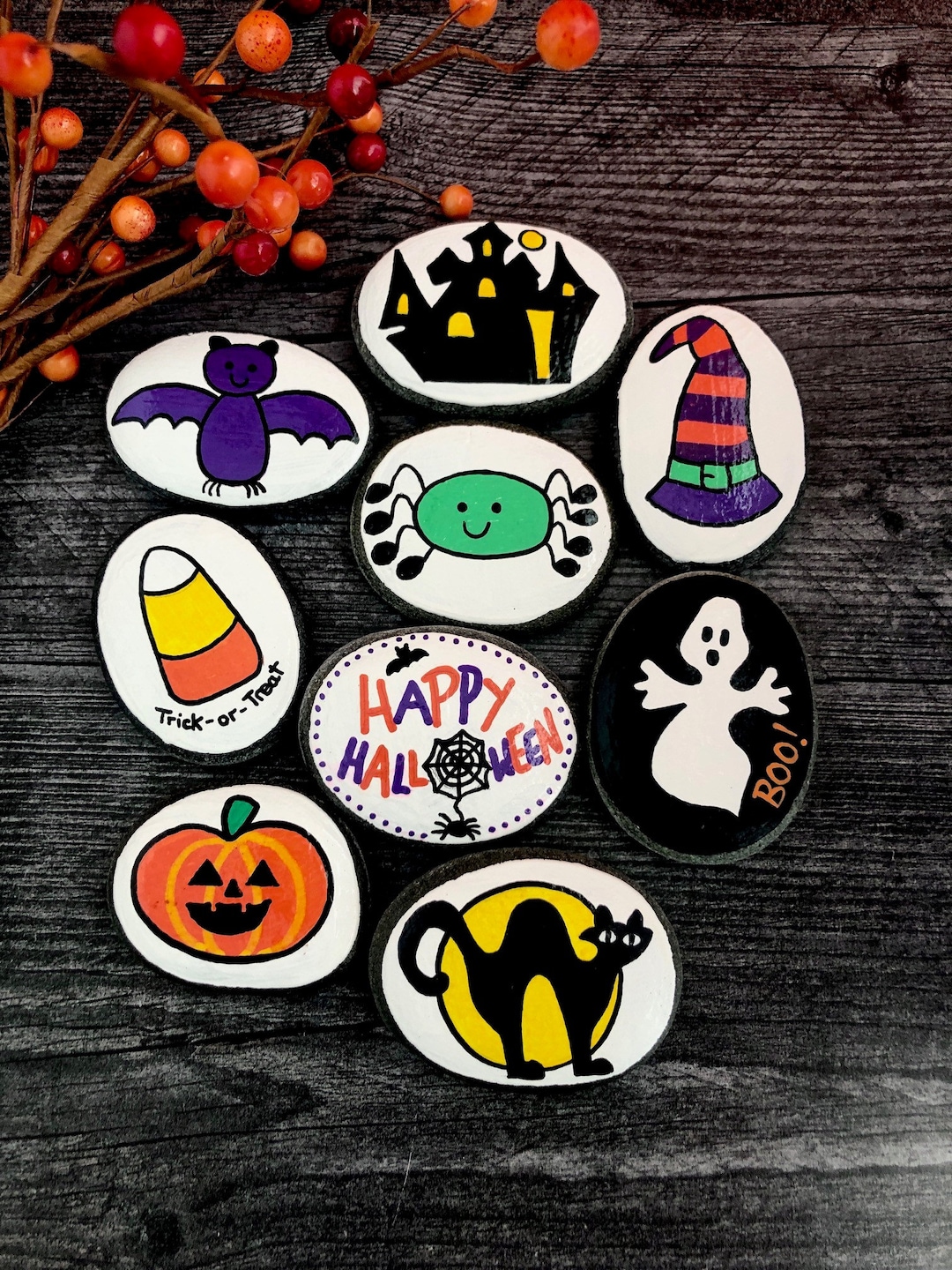 Halloween Story Stones: Hand-painted Trick or Treat Activity - Etsy
