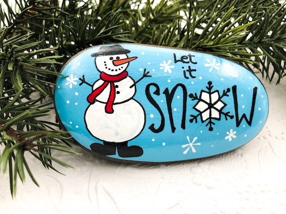 Let It Snow Painted Rock Snowman Hand Painted Rock Teacher Etsy Let It Snow Painted Rock Snowman Hand Painted Rock Teacher Etsy