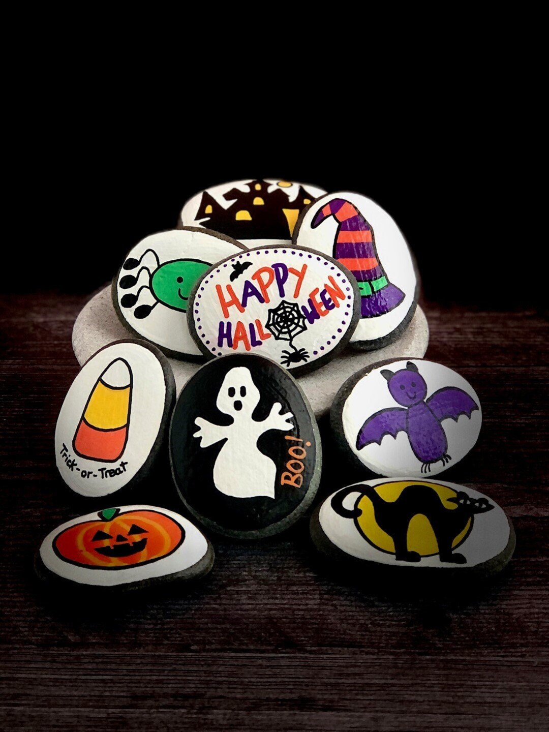 Halloween Story Stones: Hand-painted Trick or Treat Activity - Etsy