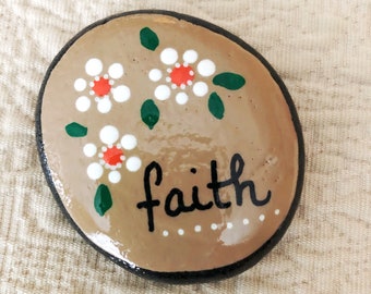 Faith Pocket Rock, Baptism Gift, First Communion Favor, Christian Rocks, Faith Painted Stones, Pocket Pebbles, Sunday School Gift