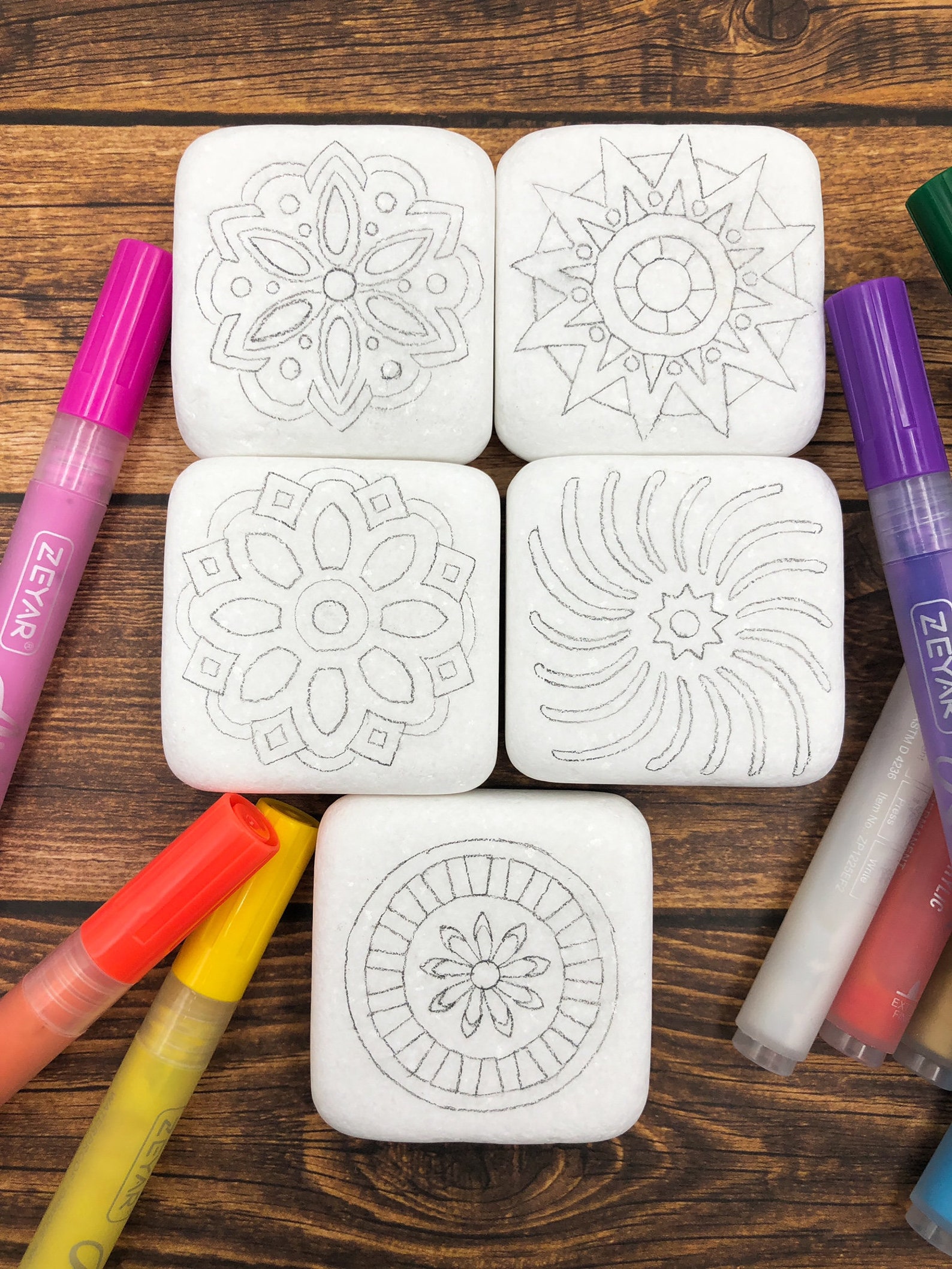 Mandala Rock Painting Kit Paint Your Own Mandala Stones Easy Etsy