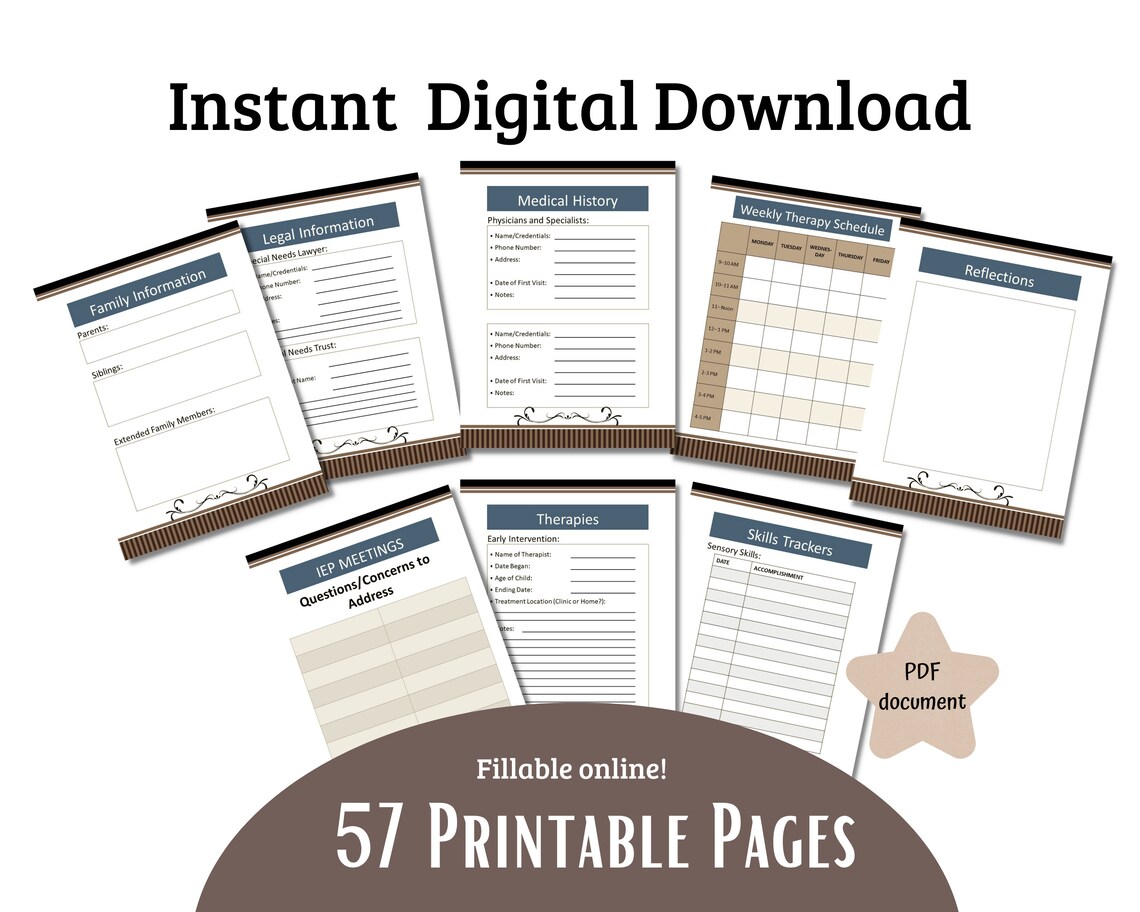 Special Needs Medical Binder: Fillable PDF, Autism & Disability ...