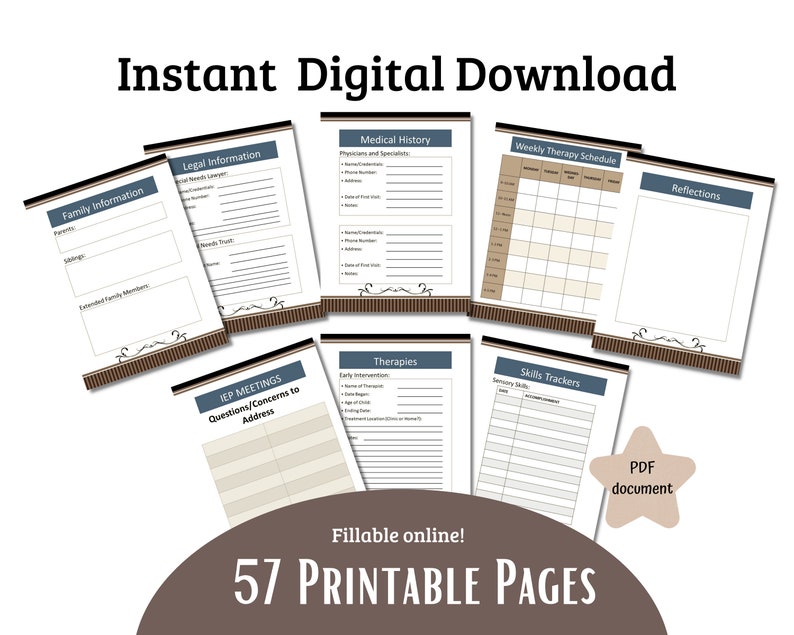 Special Needs Binder Medical Binder Autism Binder Fillable Etsy