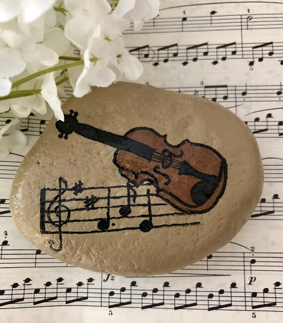 Viola de violín pintado rock peso de papel de violín regalo | Etsy España