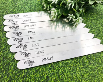 Vegetable Garden Markers, Custom Herb Garden Stakes, Hand Stamped Aluminum Stakes, Flower Garden, Gardener or Gardening Club Gift