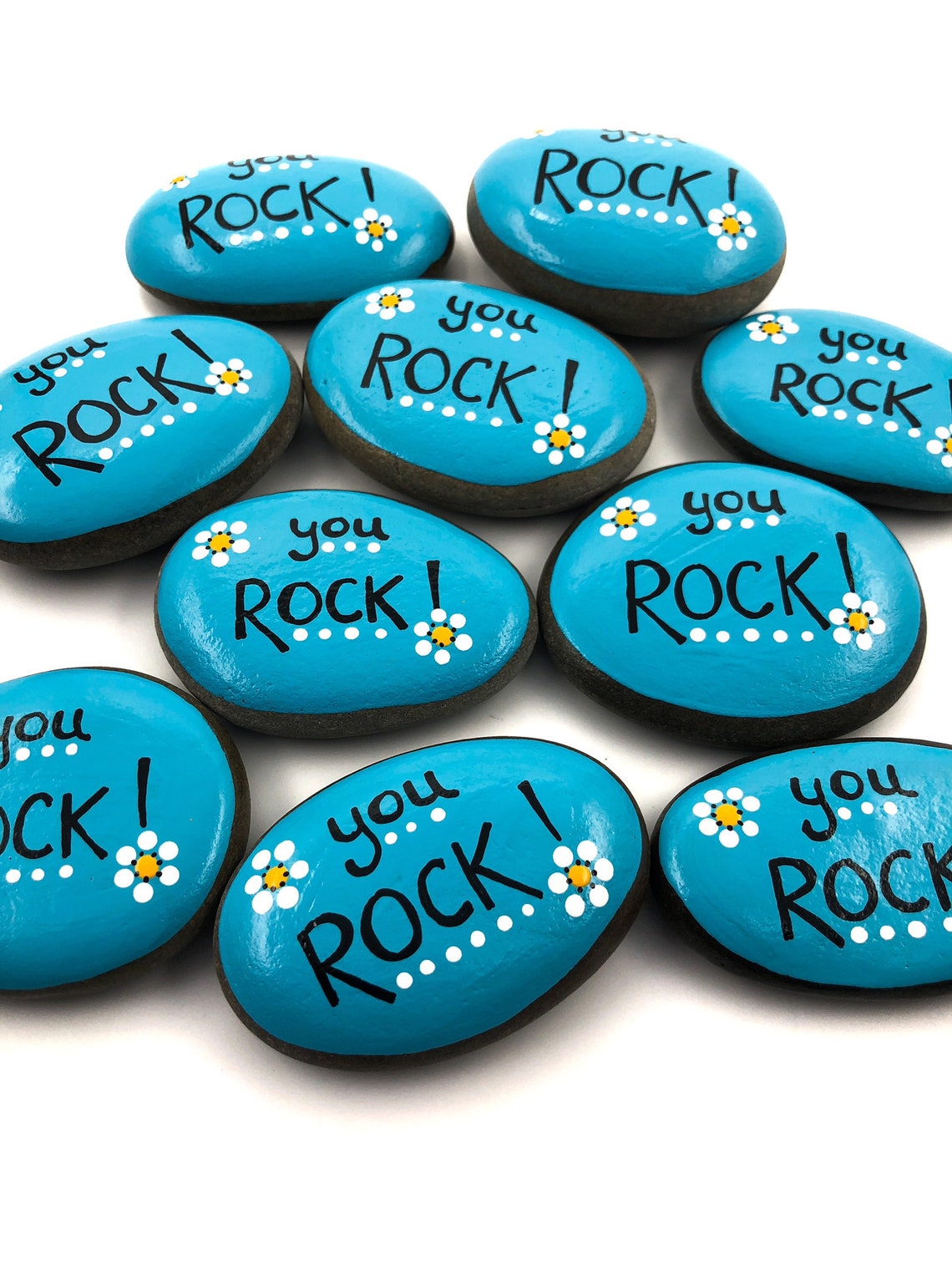 You Can Rocks You ROCK Painted Rocks - Set of 10 Affirmation Stones With Daisies - Etsy