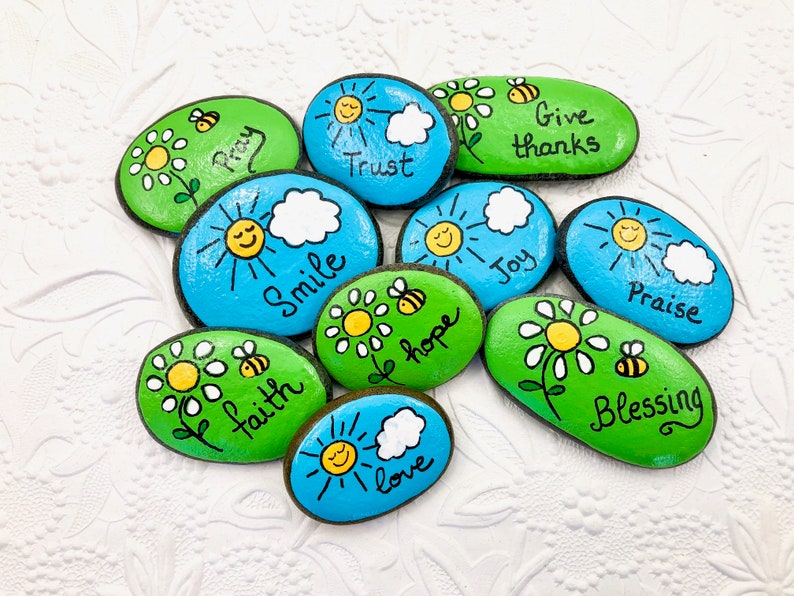 Smile Painted Rocks: Birthday Party Favors, Set of 10 - Etsy