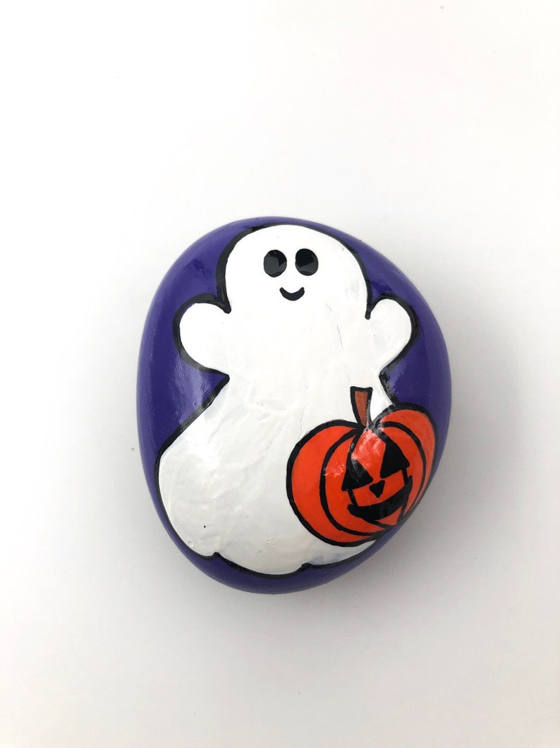 Ghost Shaped Rocks Halloween Ghost Painted Rocks: Trio of Hand-painted Stones - Etsy