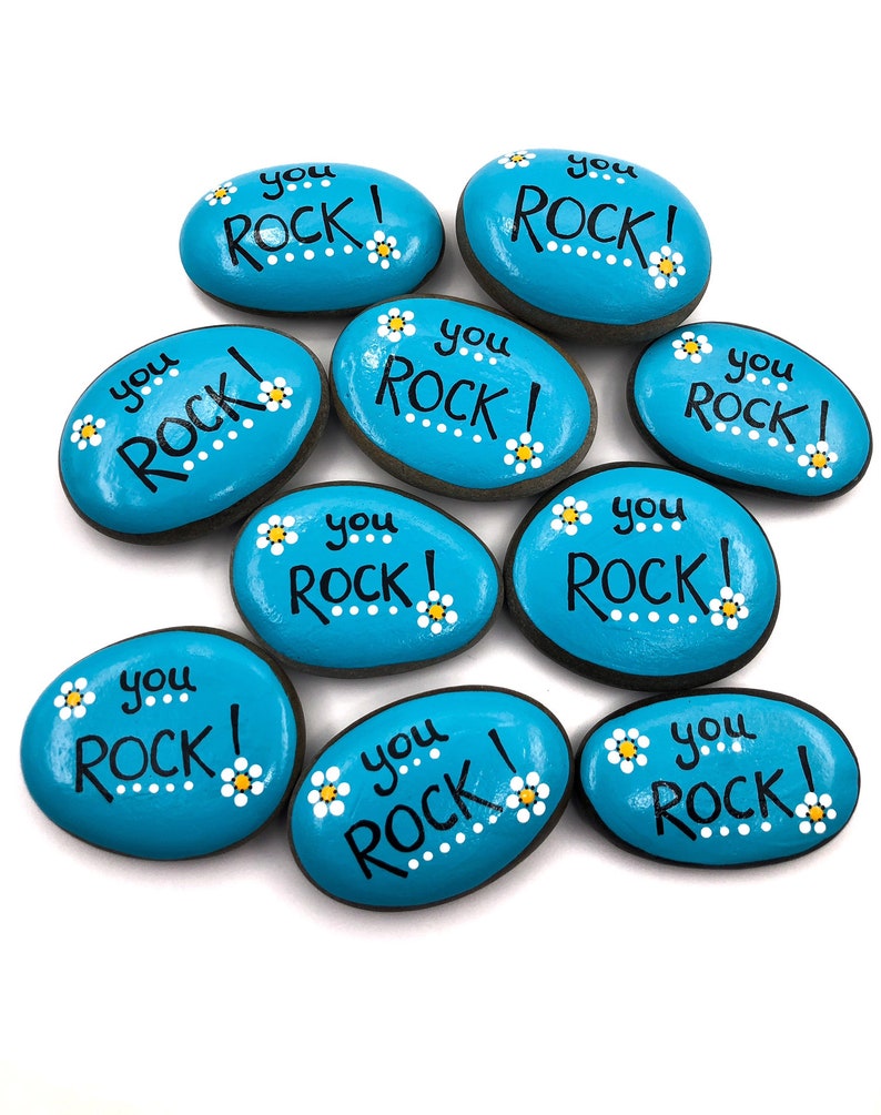 You ROCK Painted Rocks - Set of 10 Affirmation Stones With Daisies - Etsy