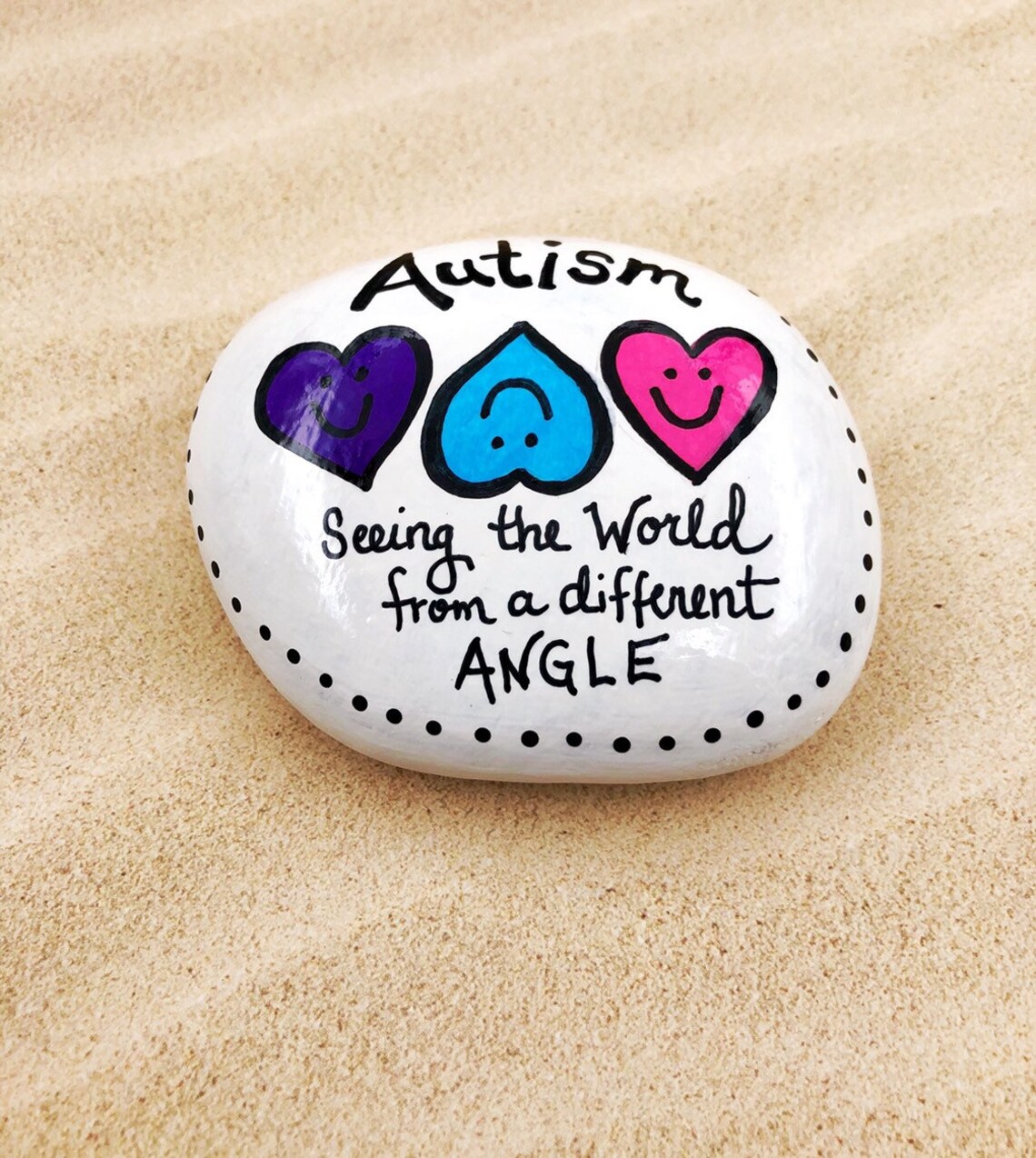 Autism Awareness Rock Autism Acceptance Autism Gift Hand Etsy