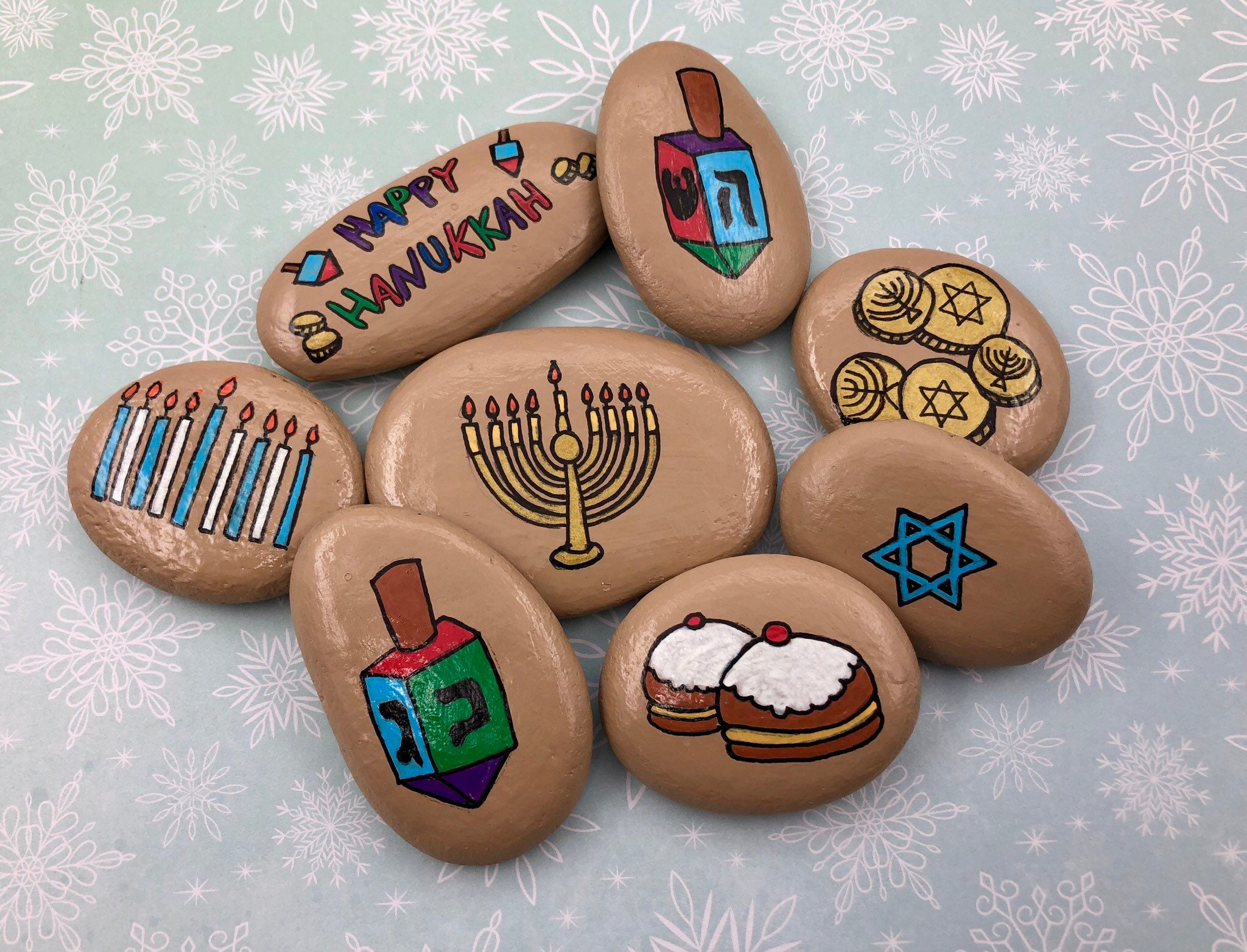 Hanukkah Story Stones: Painted River Rocks, Jewish Holiday Activity - Etsy
