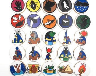 Passover Story Tokens: Ten Plagues, Egyptian Gods, Moses - Set of 25