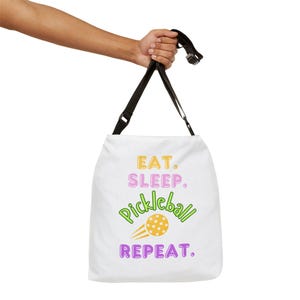 Fun Pickleball Tote Bag: Eat Sleep Repeat Design