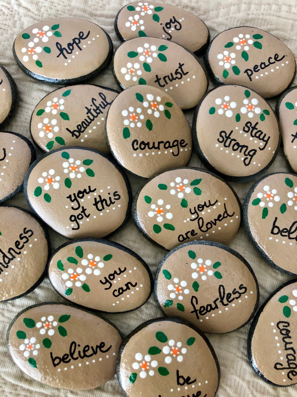 Empowerment Pocket Rocks: Set of 15 Custom Painted Pebbles ...