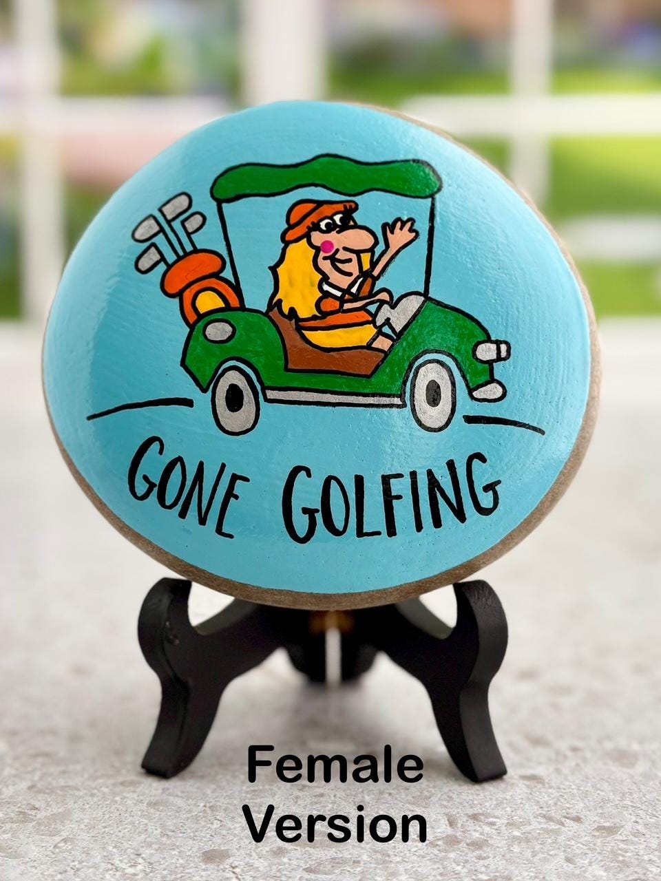 Golf Cart Painted Rock Paperweight, Golf Lover Gift
