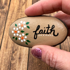 Faith Hope Love Stones, Christian Rocks, Painted Stones, Pocket Rocks, Affirmaton Stones, Bible Verse rocks, Sunday School Gift image 4