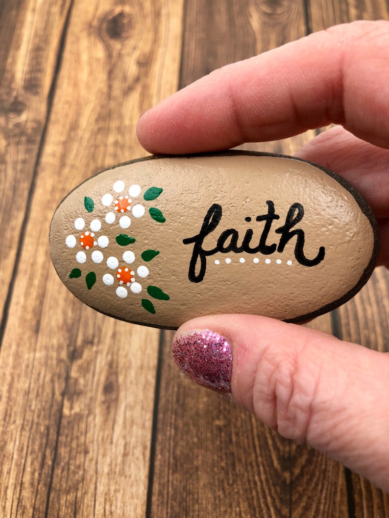 Faith Hope Love Stones, Christian Rocks, Painted Stones, Pocket Rocks, Affirmaton Stones, Bible Verse rocks, Sunday School Gift image 4