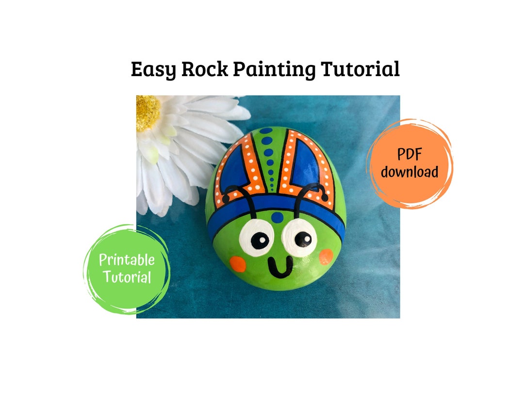 TUTORIAL Colorful Bug Rock Painting Easy Step By Step Downloadable Il 1080xN.5036880168 T15n