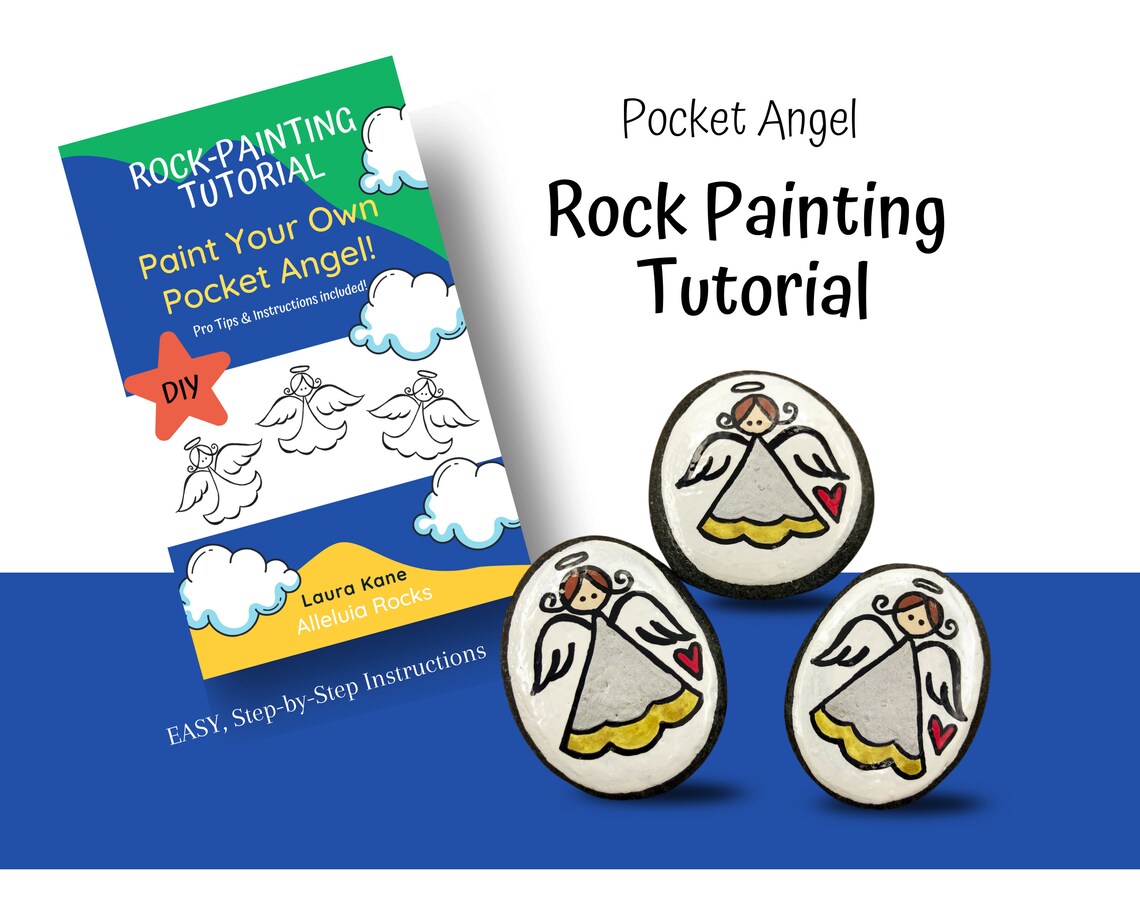 DIY Painted Pocket Angel Tutorial Rock Painting Tutorial Etsy