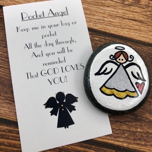 Pocket Angel Rock Comfort Stone, Girl Pocket Token Angel, Worry Stone, First Communion Gift, Easter Gift, Sunday School gift, Guardian Angel image 7