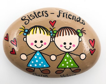 Sisters Painted Rock, Mom and Daughter Gift, Friendship Painted Rock, Painted Stone, Sweethearts Rock, Friendship, Valentine's Day Gift