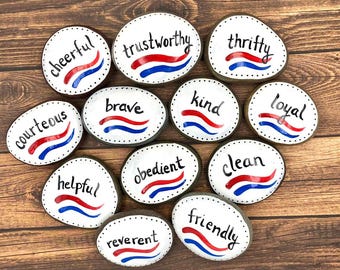 Honor Code Words to Live By: Patriotic Painted Rocks (Set of 12)
