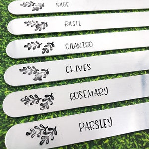 Custom Garden Markers, Herb Garden Stakes, Hand Stamped Aluminum Stakes, Vegetable Garden, Flower Garden, Gardener or Gardening Club Gift