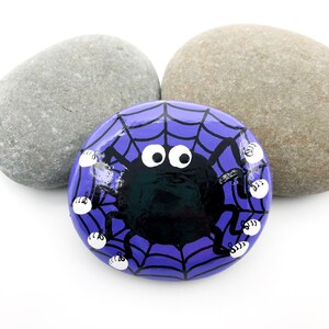 Halloween Painted Rock, Spider Painting, Spider Web, Hand Painted Rock image 4