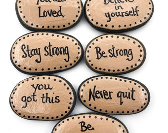 Affirmation Painted Pocket Rocks: Encouragement Stones, Set of 7