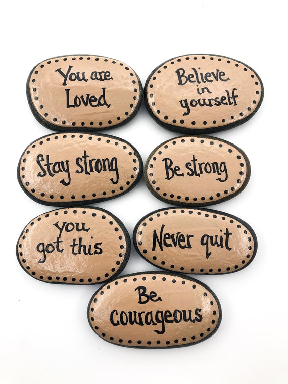 Pocket Rocks With Words of Encouragement Painted Stones for Etsy