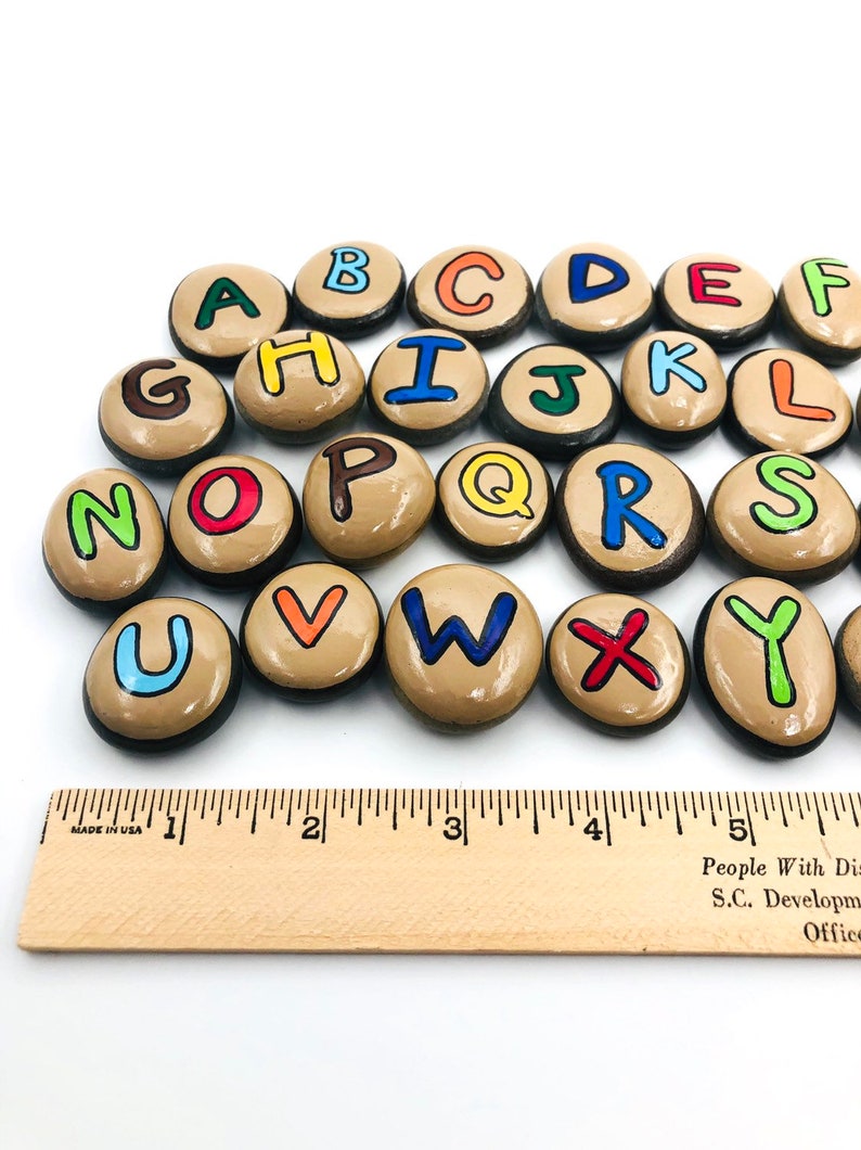 Orange Rocks Letters Alphabet Story Stones: Painted Letter Rocks, Early Literacy - Etsy