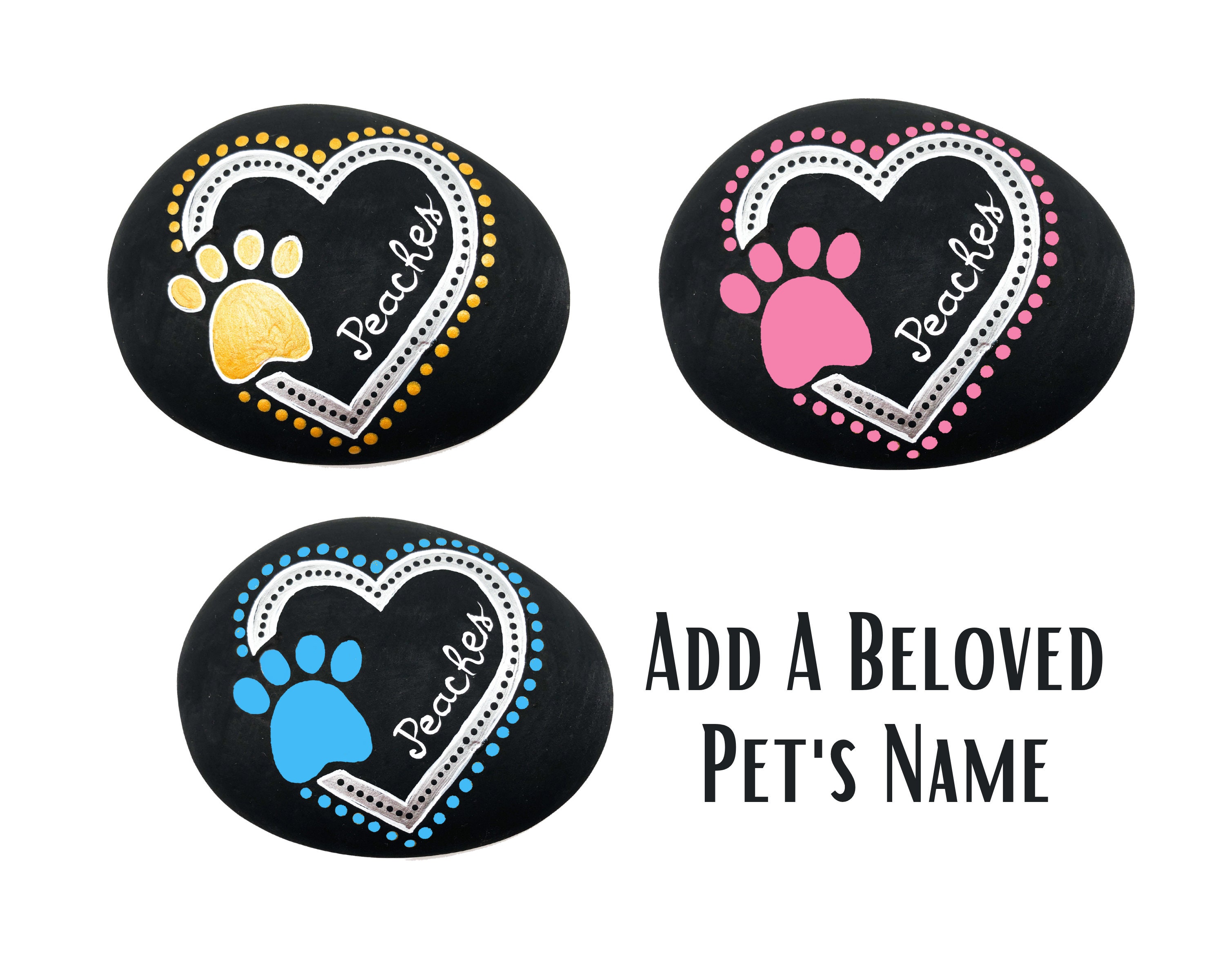 Pet Memorial Painted Rock Dog or Cat Paw Print Rock Custom Etsy