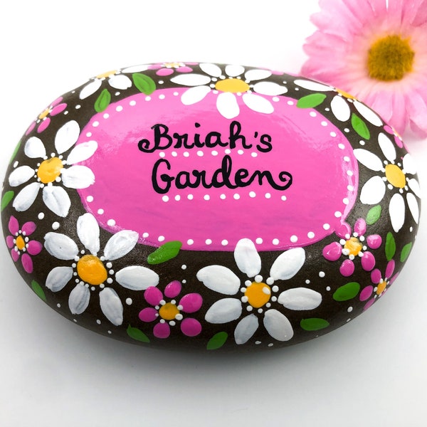 Memorial Garden Stone, Painted Rock with Custom Name, Personalized Memorial Painted Stone, Easter rock, Custom Name Painted Rock