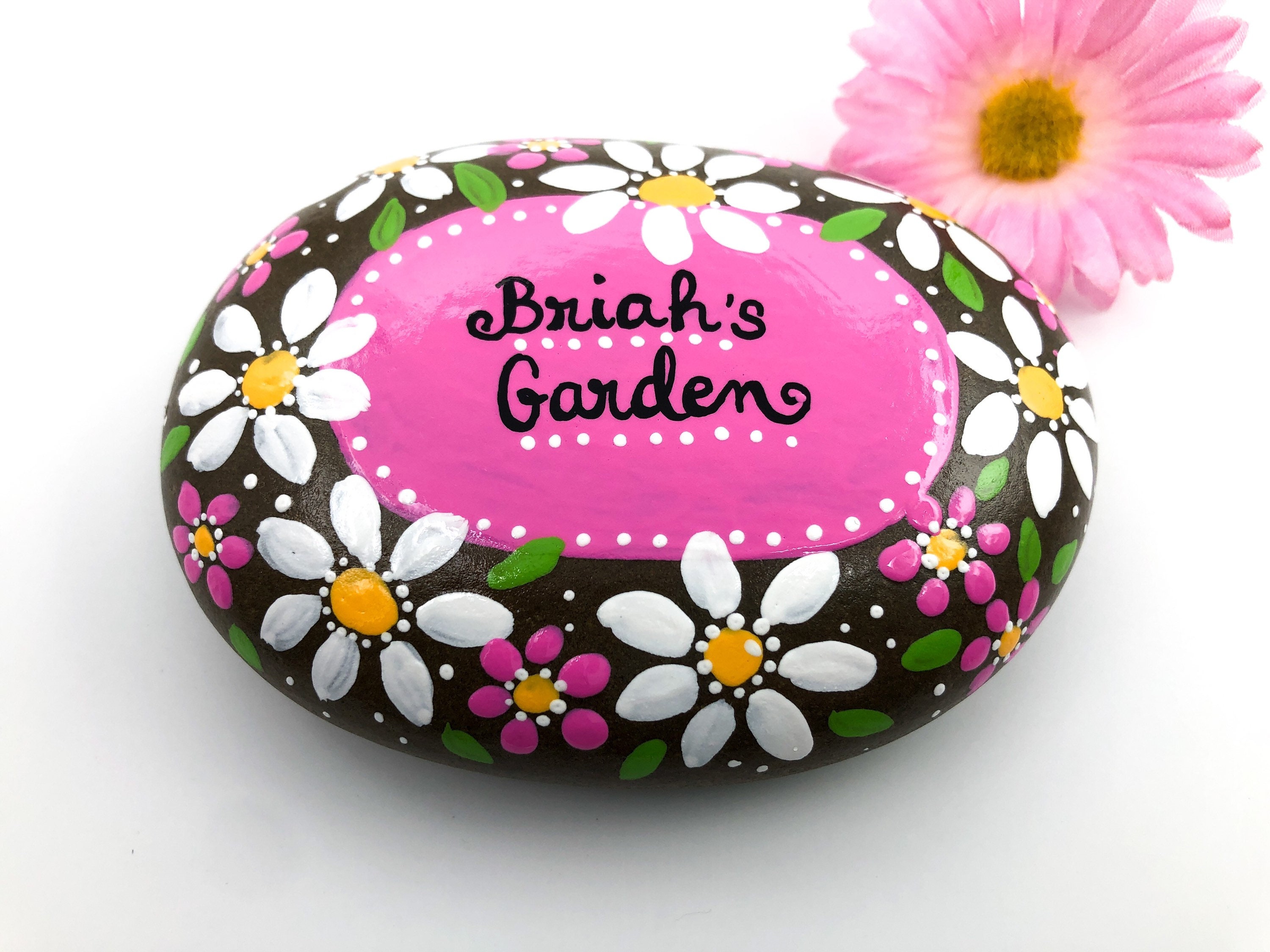 Personalized Memorial Garden Stone: Custom Name Painted Rock