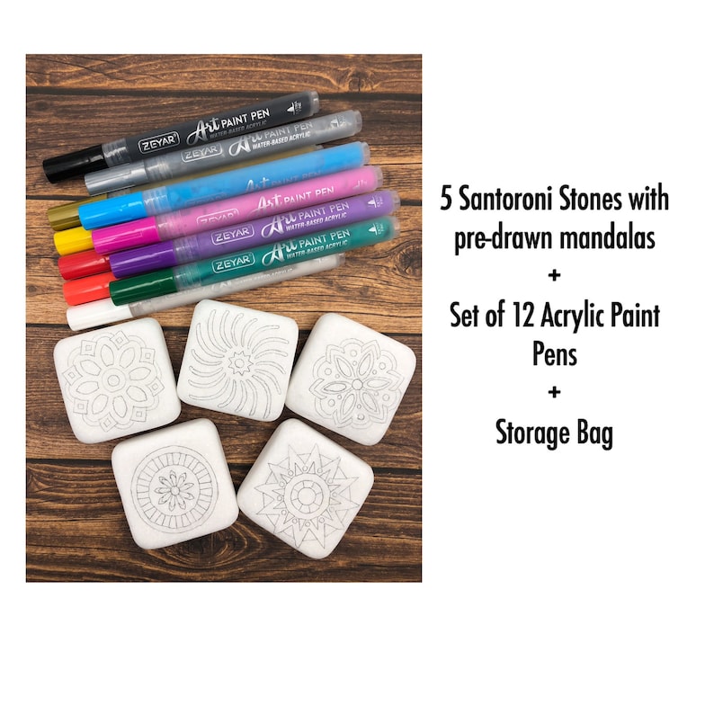 Mandala Rock Painting Kit Paint Your Own Mandala Stones Easy Etsy