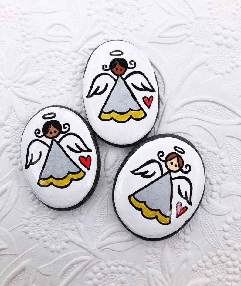 Pocket Angel Rock Comfort Stone, Girl Pocket Token Angel, Worry Stone, First Communion Gift, Easter Gift, Sunday School gift, Guardian Angel image 3