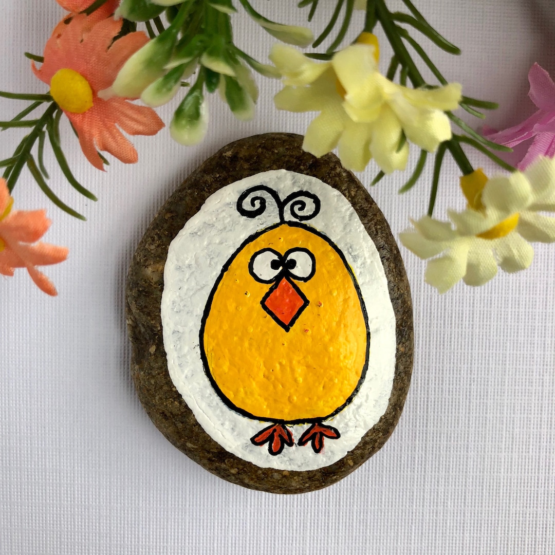 Easter Chick Painted Rock: Hand-painted Pocket Stone, Easter Gift - Etsy