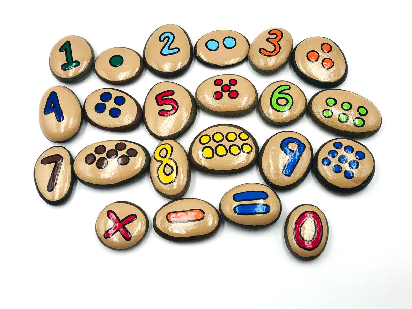 Math Painted Rocks Numbers Story Stones: Hand-painted Math Learning Rocks - Etsy