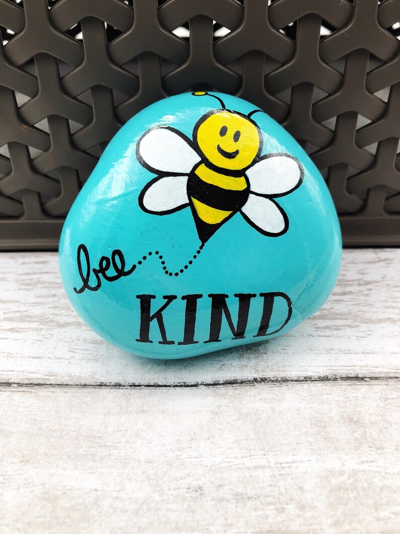 Bee Kind Painted Rock Be Kind Stone Kindness Encouragement Etsy