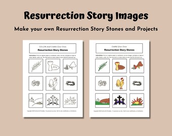 Resurrection Story Stones Images, Passion of Jesus Story, Easter Story Projects DIY, Make Your Own, Instant Download